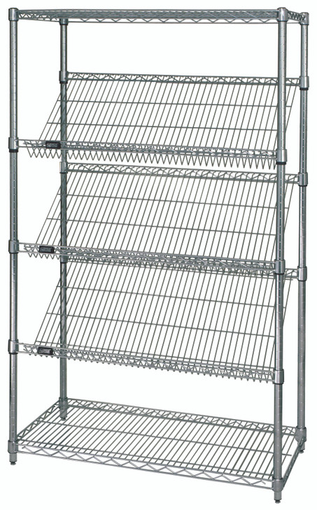 WRCSL5-63-1848 Slanted Shelf Cart, 48"W x 18"D x 69"H, 1200 lbs load capacity, includes: (2) flat and (3) slanted shelves, chrome plated finish, shipped KD