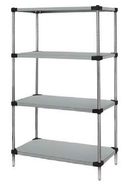 WRS4-54-2448SS Solid Shelving Starter Kit, 48"W x 24"D x 54"H, 300 - 600 lb. capacity, includes (4) solid shelves and (4) posts, 304 stainless steel, NSF, shipped KD