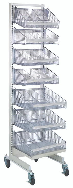 WS70-SS18-4S3L11D Partition Wall Starter Unit, mobile, single sided, 18"W x 26"D x 74"H, includes: (4) 1017HBC with (6) dividers and (3) 1617HBC with (5) dividers, white and chrome finish