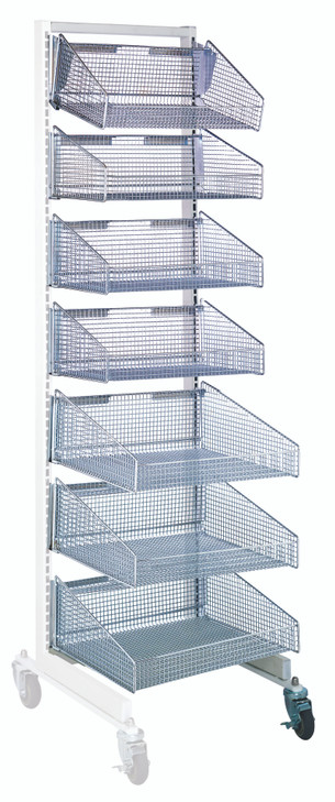 WS70-SS18AD-4S3L Partition Wall Add-On Unit, mobile, single sided, 18"W x 26"D x 74"H, includes: (4) 1017HBC and (3) 1617HBC baskets, white and chrome finish