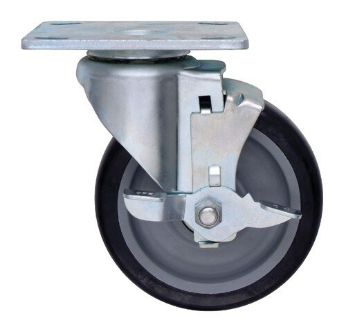 PT-PSB Polyurethane Swivel Plate Caster with Brake 5"x1-1/4"