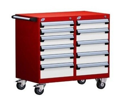 L3BED-2801B Mobile L Cabinet 36"x21"x33-1/8"H with 11 Drawers