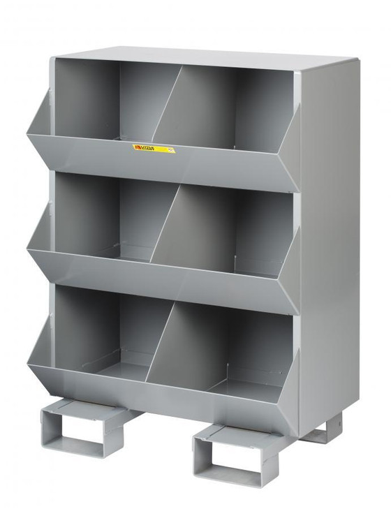 MS2-1532-FP Stationary Steel Storage Bin 32"W x 20"D x 42"H with 6 openings