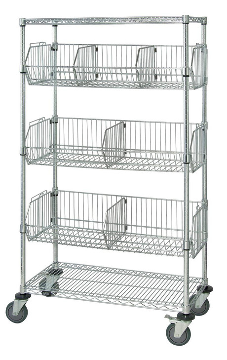 M1836BC6C Mobile Wire Basket Cart 18"D x 36"W x 69"H