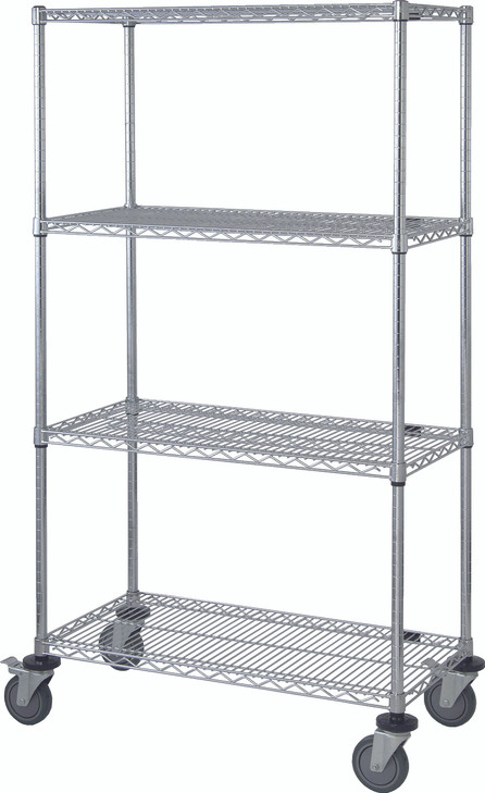 M2448C47 Chrome Mobile Cart 24"D x 48"W x 80"High with 4 Wire Shelves