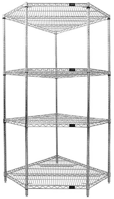 WR74-2442CRNC Corner Wire Shelving 4 Shelf System, per image