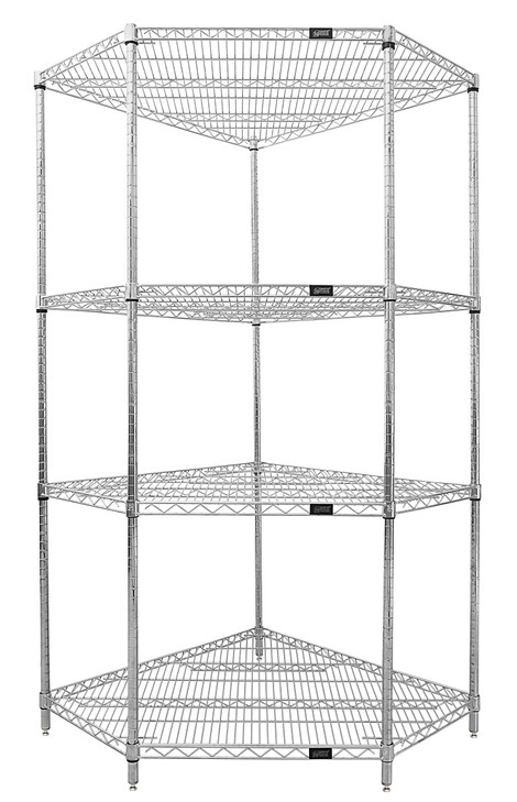 WR74-2442CRNC Corner Wire Shelving 4 Shelf System, per image
