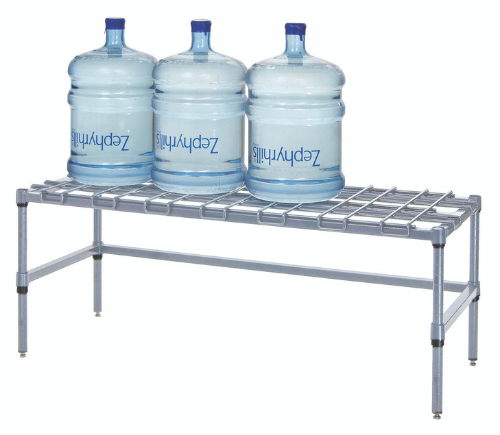 183614DGY Dunnage Rack, wire, modular, 36"W x 18"D x 14"H, 1500 lb. capacity, (1) removable wire top mat, (1) tubular 3-sided frame, (4) 14" posts, gray epoxy antimicrobial finish, NSF