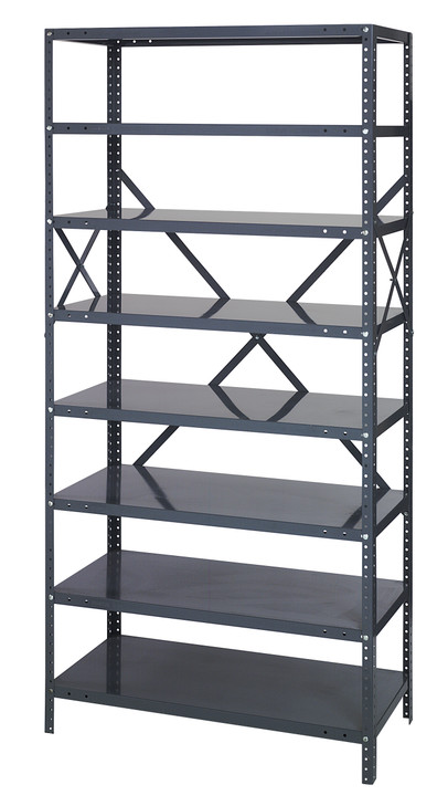 75-1836-8 IRONMAN, 22 gauge steel shelving, open, 18"W x 36"L x 75"H, 400 lb. load capacity per shelf, includes: (8) shelves, uprights and crossbars