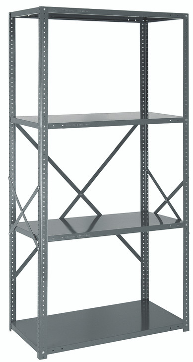 75-1842-4 IRONMAN, 22 gauge steel shelving, open, 18"W x 42"L x 75"H, 400 lb. load capacity per shelf, includes: (4) shelves, uprights and crossbars