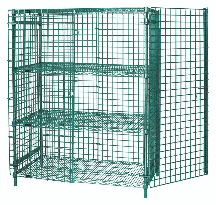 1836-63SECP-2 Security Unit, stationary, 36"W x 18"D x 63"H, includes: (1) top shelf, (1) bottom shelf, (2) intermediate shelves, (1) security panel set (includes back and sides), (1) pair security panel doors, and (4) posts