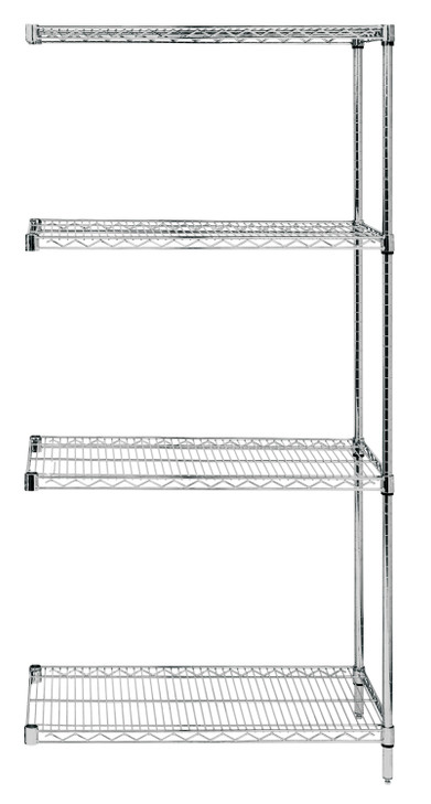 AD54-2142S Wire Shelving Add-On Kit, 42"W x 21"D x 54"H, 600 - 800 lb. capacity, includes (4) wire shelves, (2) posts and (8) S-Hooks, 304 stainless steel, NSF, shipped KD