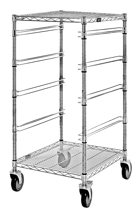 BC212439M4 Bin Cart, mobile, 21"W x 24"L x 45"H, includes: (2) wire shelves, (4) bin slides and set of casters, chrome plated finish
