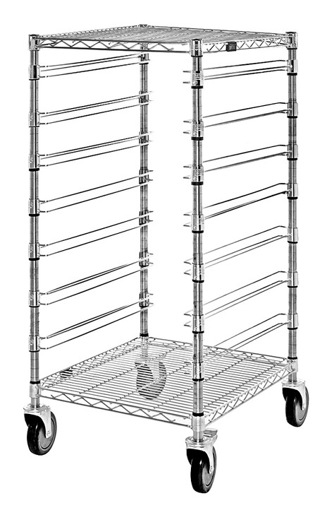 BC212439M7 Bin Cart, mobile, 21"W x 24"L x 45"H, includes: (2) wire shelves, (7) bin slides and set of casters, chrome plated finish