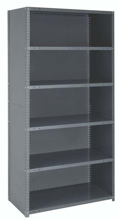 CL75-1236-6 IRONMAN, 22 gauge steel shelving, closed, 12"W x 36"L x 75"H, 400 lb. load capacity per shelf, includes: (6) shelves, uprights and crossbars