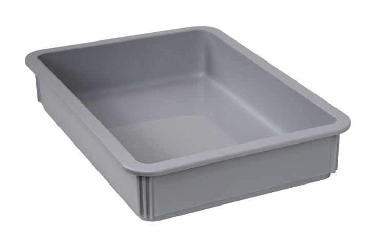 FSB-DT18133GY Pizza Dough Box, 18"L x 13"W x 3"H, stackable and dishwasher safe, polypropylene, gray, Made in USA