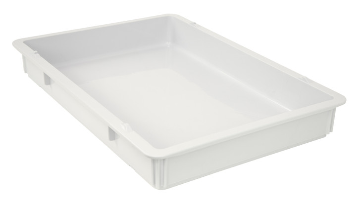 FSB-PT26183WT Pizza Dough Box, 26"L x 18"W x 3"H, stackable and dishwasher safe, polypropylene, white, Made in USA