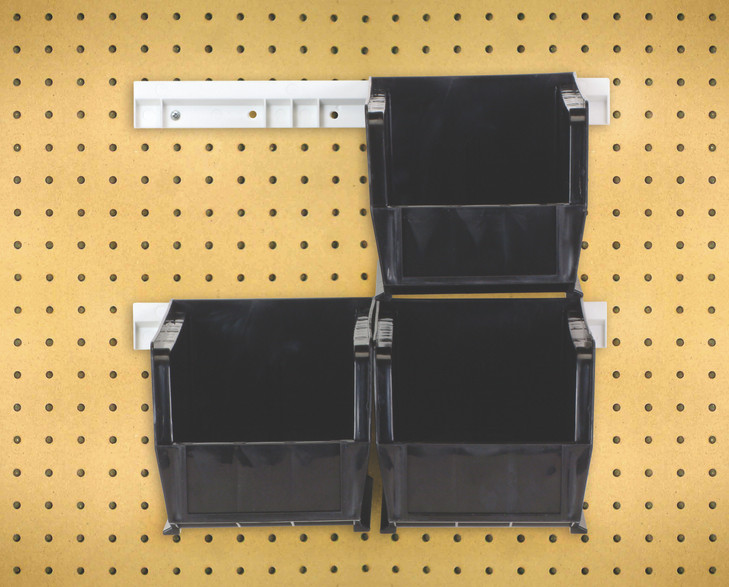 HNS230BK Hang-n-Stack Bin, complete package, includes: (4) 10-7/8"L x 5-1/2"W x 5"H (QUS230) black bin and (2) bin rails