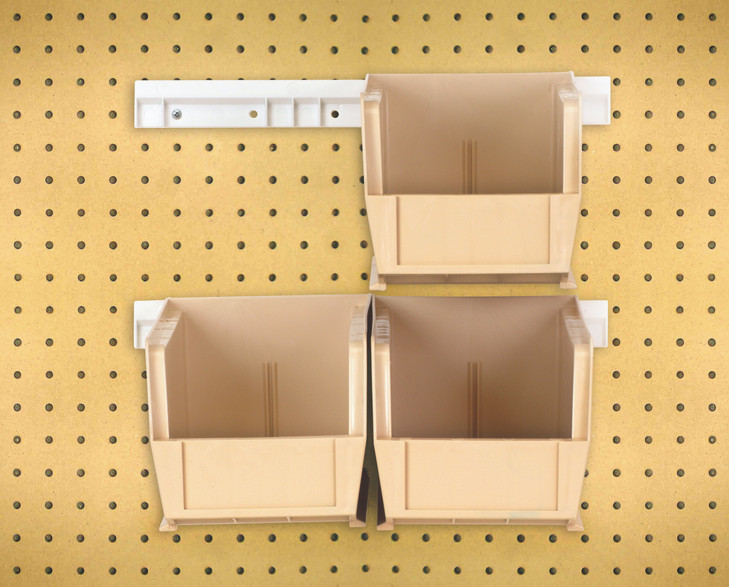 HNS230IV Hang-n-Stack Bin, complete package, includes: (4) 10-7/8"L x 5-1/2"W x 5"H (QUS230) ivory bin and (2) bin rails