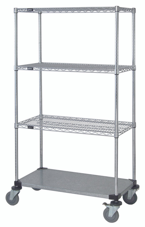 M1836CG47 Mobile Cart 18"D x 36"W x 80"High with 3 wire/1 solid shelf