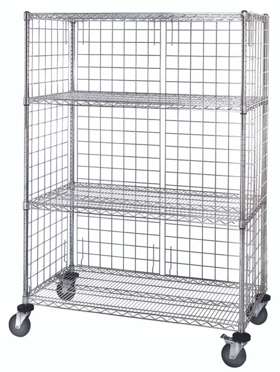 M2436C46E Three Sided 4 Shelf Cart 24"D x 36"W x 69"High with Enclosure Panels