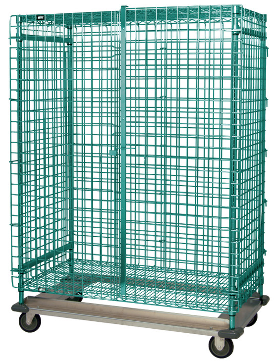MD2460-70SECP Security Unit, mobile with dolly base, 60"W x 24"D x 70"H, includes: (1) top shelf, (1) bottom shelf, (1) security panel set (includes back and sides), (1) pair of security panel doors, and (4) posts