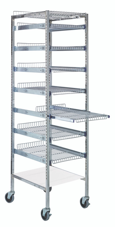 PS-S2475-7SC Partition Store Starter Unit with wire shelves, 19-1/2"L x 24"D x 75"H, includes: (7) shelves on slides, bottom dust cover and (25) hanging label tags, chrome plated finish