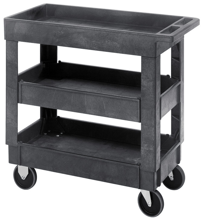 PC3518-33-3 Polymer Utility Cart 17.5"D x 34.25"W x 32.5"High with 3 shelves