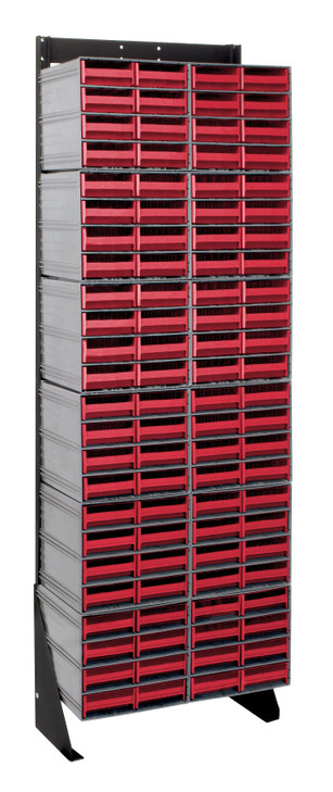 QIC-170-83RD Interlocking Storage Cabinets Floor Stand, single sided, 12"D x 23-5/8"W x 75"H, 300 lbs. load capacity, includes: (12) QIC-83, (96) red drawers, 14 gauge steel, black coated finish