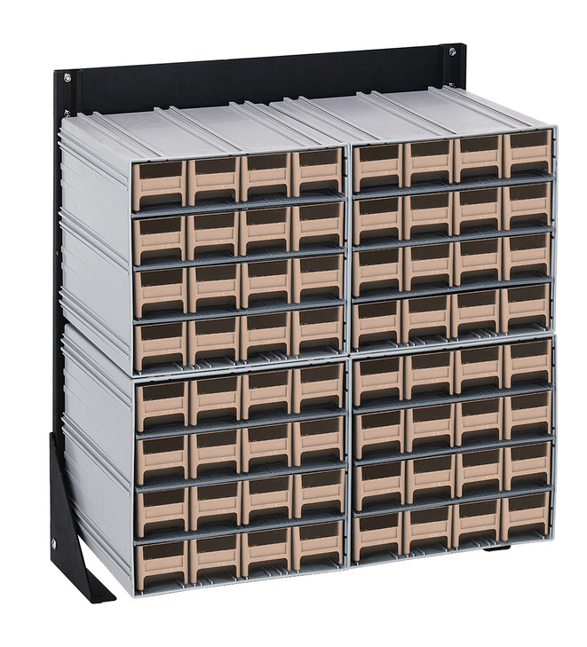 QIC-124-161IV Interlocking Storage Cabinets Floor Stand, single sided, 12"D x 23-5/8"W x 28"H, 300 lbs. load capacity, includes: (4) QIC-161, (64) ivory drawers, 14 gauge steel, black coated finish