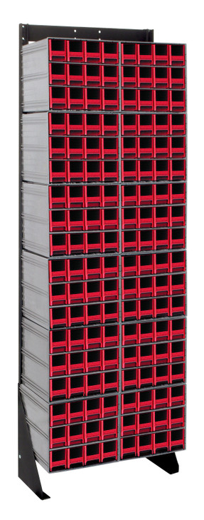 QIC-170-122RD Interlocking Storage Cabinets Floor Stand, single sided, 12"D x 23-5/8"W x 75"H, 300 lbs. load capacity, includes: (12) QIC-122, (144) red drawers, 14 gauge steel, black coated finish
