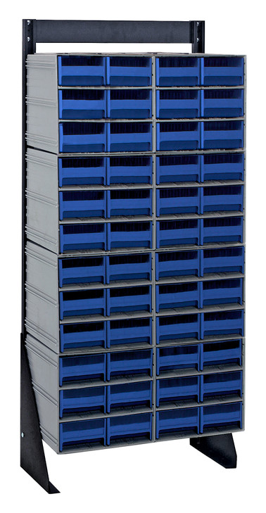 QIC-148-64BL Interlocking Storage Cabinets Floor Stand, single sided, 12"D x 23-5/8"W x 52"H, 300 lbs. load capacity, includes: (8) QIC-64, (48) blue drawers, 14 gauge steel, black coated finish