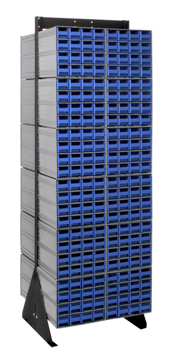 QIC-270-161BL Interlocking Storage Cabinets Floor Stand, double sided, 24"D x 23-5/8"W x 75"H, 750 lbs. load capacity, includes: (24) QIC-161, (384) blue drawers, 14 gauge steel, black coated finish