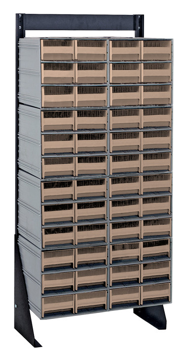 QIC-148-64IV Interlocking Storage Cabinets Floor Stand, single sided, 12"D x 23-5/8"W x 52"H, 300 lbs. load capacity, includes: (8) QIC-64, (48) ivory drawers, 14 gauge steel, black coated finish