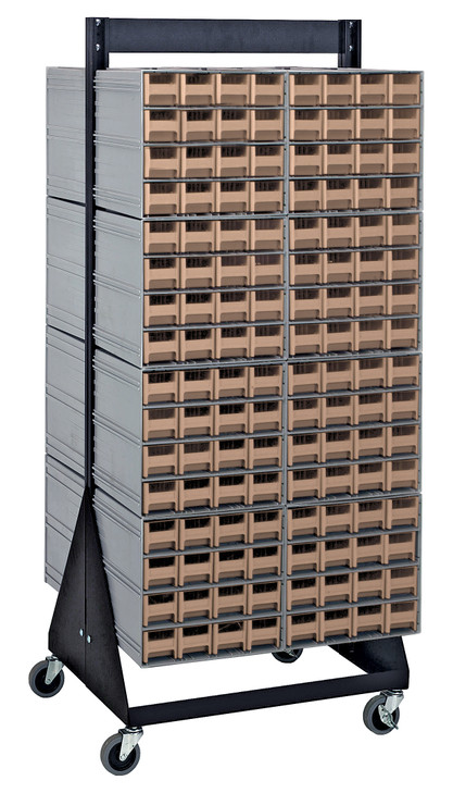 QIC-248-161IV Interlocking Storage Cabinets Floor Stand, double sided, 24"D x 23-5/8"W x 52"H, 750 lbs. load capacity, includes: (16) QIC-161, (256) ivory drawers, 14 gauge steel, black coated finish