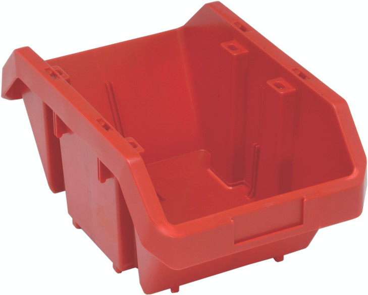QP1496RD QuickPick Bin, 14"W x 9-1/4"D x 6-1/2"H, allows double sided access to stored items, heavy-duty polypropylene, red, Made in USA