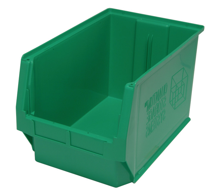 QMS533GN Magnum Bin, 19-3/4"L x 12-3/8"W x 11-7/8"H, 150 lbs. stack capacity, high density polypropylene, imprevious to most solvents, corrosion, rust and rot resistant, green, Made in USA