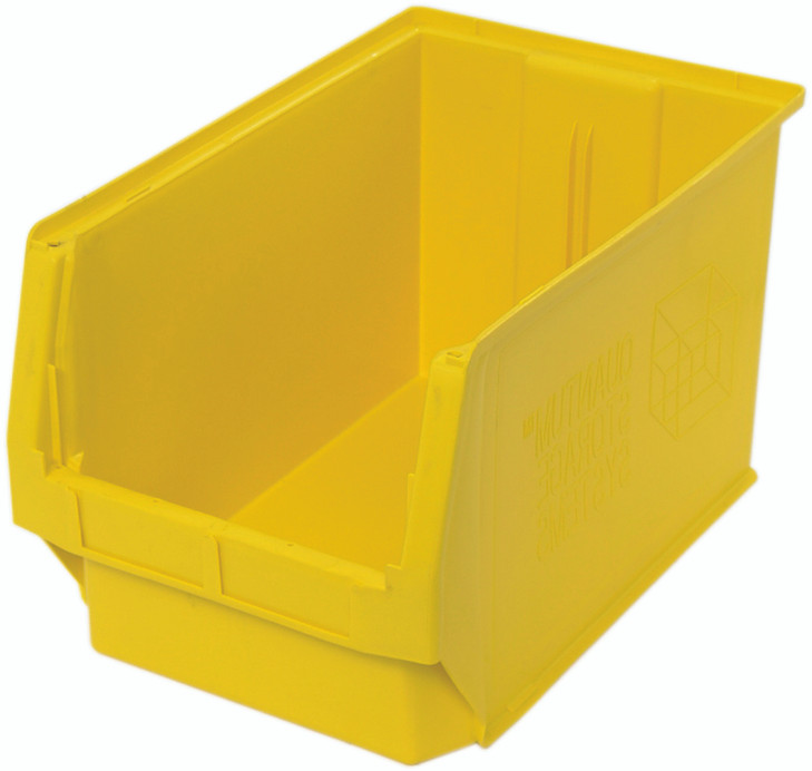 QMS533YL Magnum Bin, 19-3/4"L x 12-3/8"W x 11-7/8"H, 150 lbs. stack capacity, high density polypropylene, imprevious to most solvents, corrosion, rust and rot resistant, yellow, Made in USA