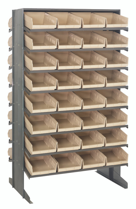 QPRD-107IV Pick Rack, slopped, double sided, 24"L x 36"W x 60"H, 800 lbs. capacity, (16) shelves configuration, includes: (64) QSB107 ivory bins