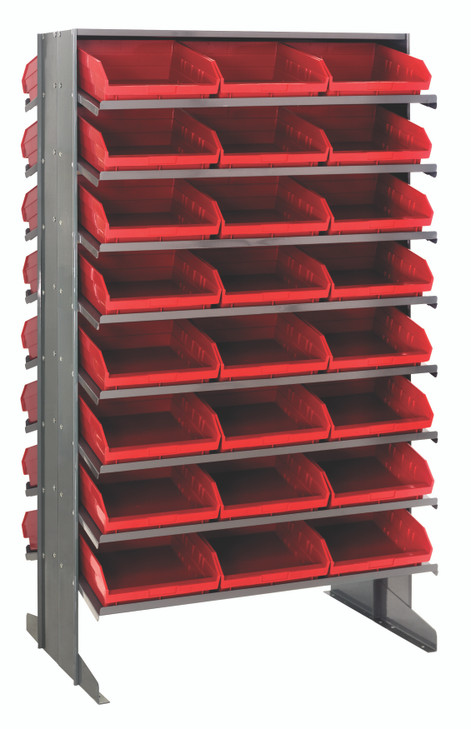 QPRD-109RD Pick Rack, slopped, double sided, 24"L x 36"W x 60"H, 800 lbs. capacity, (16) shelves configuration, includes: (48) QSB109 red bins
