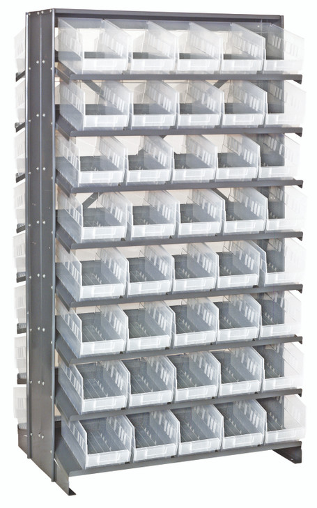 QPRD-202CL Pick Rack, slopped, double sided, 24"L x 36"W x 63-1/2"H, 800 lbs. capacity, (16) shelves configuration, includes: (80) QSB202 clear bins