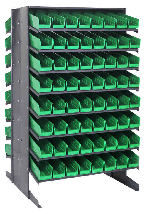 QPRD-103GN Pick Rack, slopped, double sided, 36"L x 36"W x 60"H, 800 lbs. capacity, (16) shelves configuration, includes: (128) QSB103 green bins