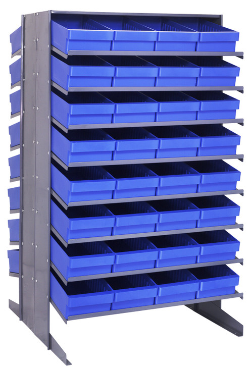 QPRD-606BL Pick Rack, slopped, double sided, 36"L x 36"W x 60"H, 800 lbs. capacity, (16) shelves configuration, includes: (64) QED606 blue bins