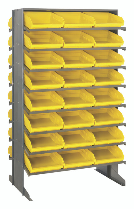 QPRD-109YL Pick Rack, slopped, double sided, 24"L x 36"W x 60"H, 800 lbs. capacity, (16) shelves configuration, includes: (48) QSB109 yellow bins