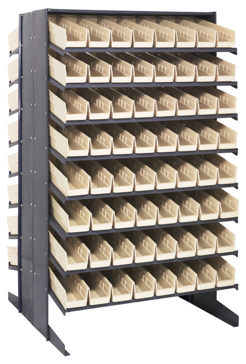 QPRD-103IV Pick Rack, slopped, double sided, 36"L x 36"W x 60"H, 800 lbs. capacity, (16) shelves configuration, includes: (128) QSB103 ivory bins