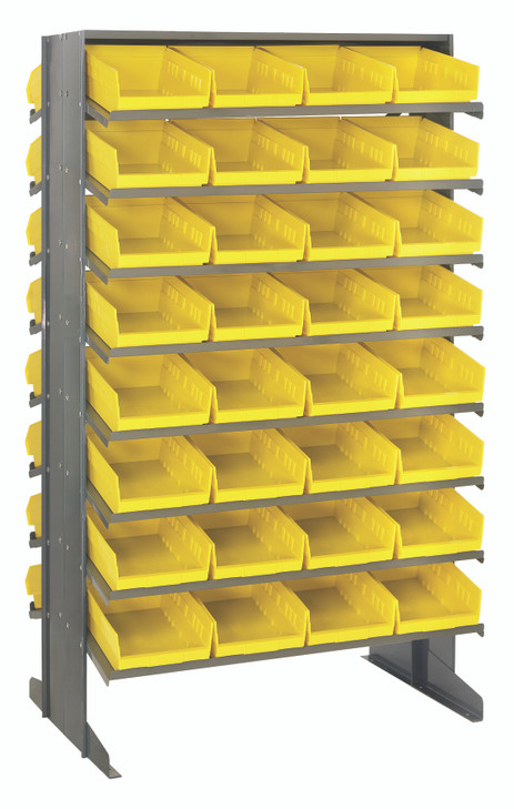 QPRD-107YL Pick Rack, slopped, double sided, 24"L x 36"W x 60"H, 800 lbs. capacity, (16) shelves configuration, includes: (64) QSB107 yellow bins