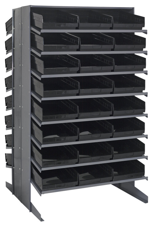 QPRD-110BK Pick Rack, slopped, double sided, 36"L x 36"W x 60"H, 800 lbs. capacity, (16) shelves configuration, includes: (48) QSB110 black bins