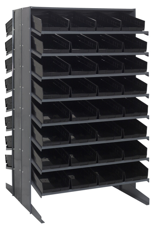 QPRD-108BK Pick Rack, slopped, double sided, 36"L x 36"W x 60"H, 800 lbs. capacity, (16) shelves configuration, includes: (64) QSB108 black bins