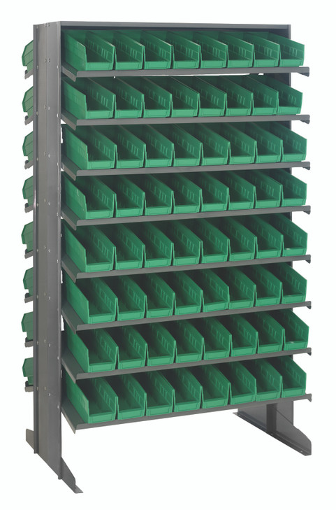 QPRD-101GN Pick Rack, slopped, double sided, 24"L x 36"W x 60"H, 800 lbs. capacity, (16) shelves configuration, includes: (128) QSB101 green bins