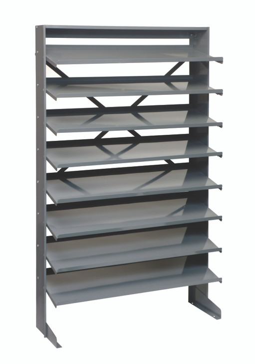 QPRS-000 Pick Rack, slopped, single sided, 12"D x 36"W x 60"H, 400 lbs. capacity, includes: (8) shelves, steel (bins not included)